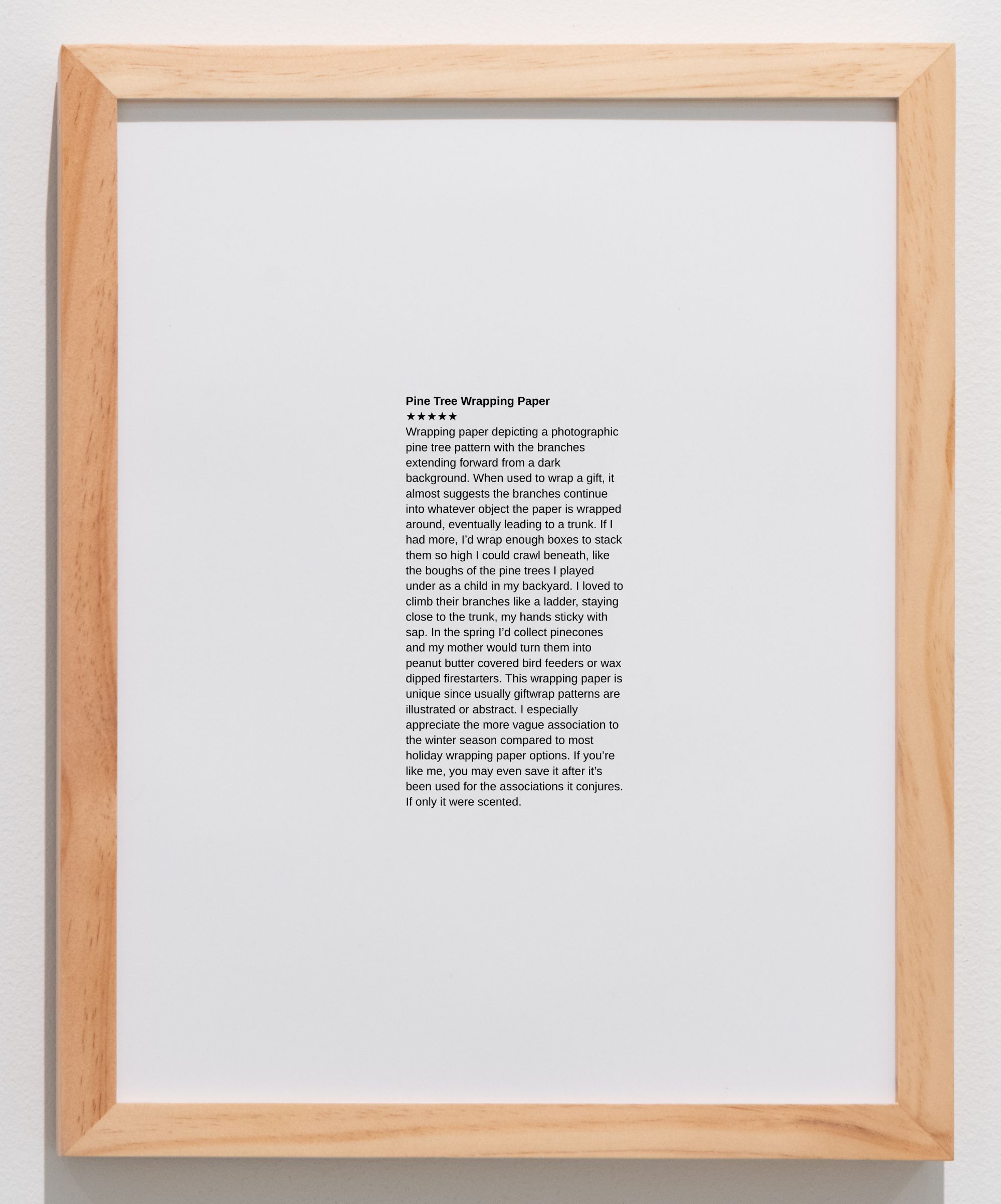 Written 5-star review of Pine Tree Wrapping Paper 